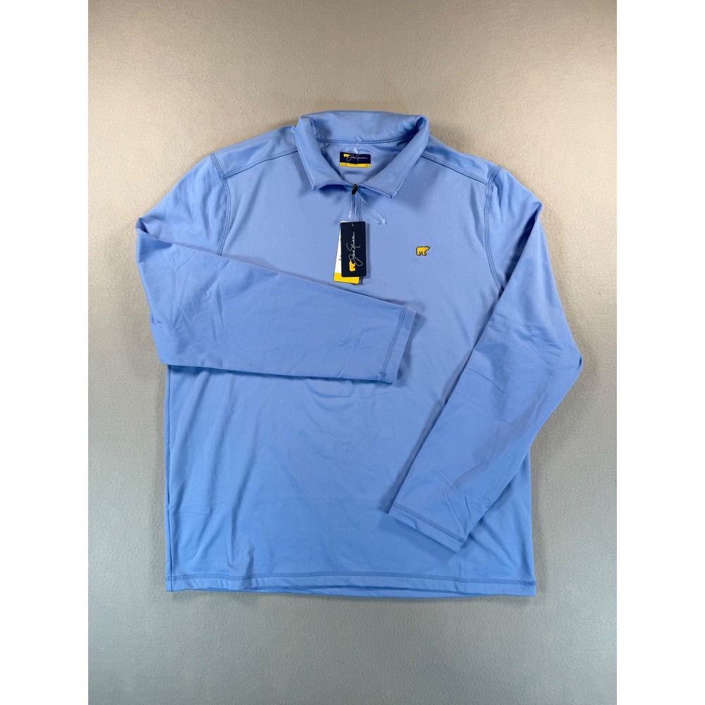 Jack Nicklaus Mens Large Blue Quarter Zip Pullover Long Sleeve Golf Shirt NWT